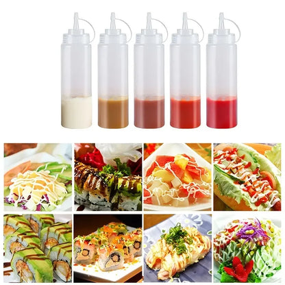 Large Squeeze Condiment Bottles with Nozzles Ketchup BBQ Sauces Olive Oil Bottle Dispenser Squeeze Sauce Bottle Kitchen Gadget