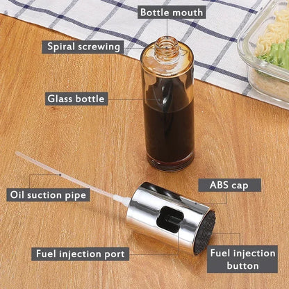 JJYY Kitchen Push Type Spray Olive Oil Sprayer Bottle Pump Oil Pot Leak-proof Grill Sprayer Oil Dispenser BBQ Gravy Boats Tools