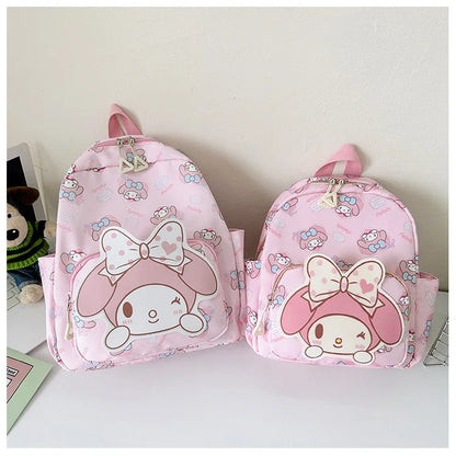 Sanrioed Anime Hello Kitty Cinnamoroll My Melody Kuromi Cute Kid Backpack Kawaii Cartoon Leather Mini School Bag Holiday Gift