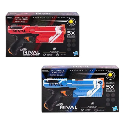 Nerf Rival Kronos XVIII 500 Spring-Action Blaster Heat Contender Series Cronos Launcher Red and Blue Edition  for Ages 14 and Up