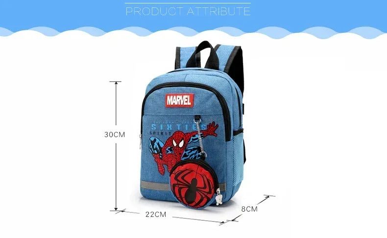 Disney Backpacks for Kids Preschool Child Captain America Spider Men Pattern School Bags Teenager Lightweight Cute Knapsack