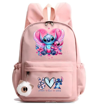 Hot Disney Lilo Stitch Backpack for Girls Boys Student Teenager Rucksack Women Casual School Bags Travel Rabbit Ears Mochila