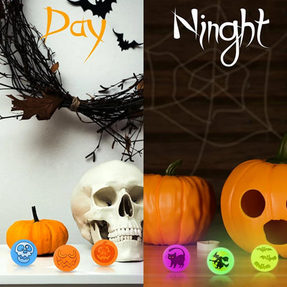 100/10Pcs Halloween Glow in The Dark Bouncing Balls Toy Kids Trick or Treat Gift Goodie Bag Filler Halloween Party Favors Supply