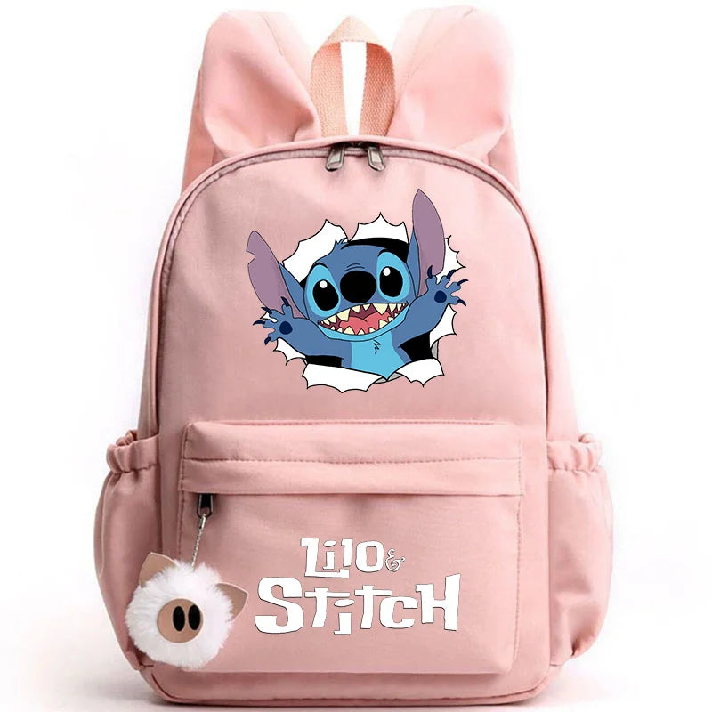 Disney Lilo Stitch Cute Backpack for Girl Boy Student Teenager Rucksack Women Casual School Bags Travel Rabbit Ears Mochila