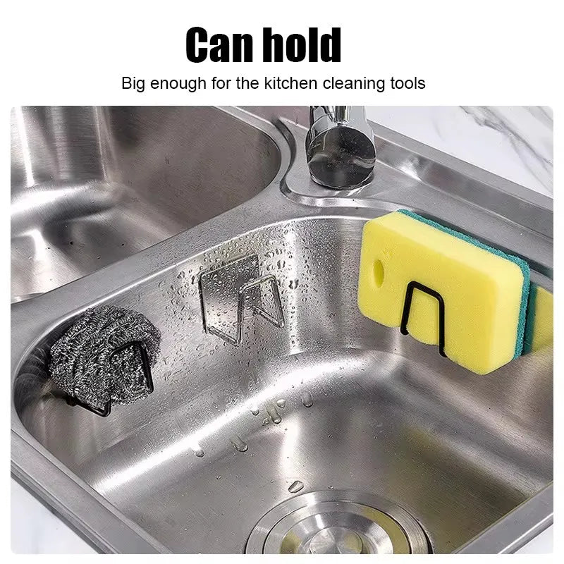 Kitchen Sponge Holder Sink Sponge Rack Stainless Steel Sponges Stand Drainer Sponges Sink Shelf For Knife Towel Holder Wall Hook