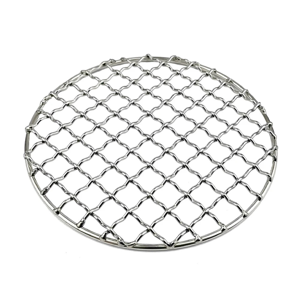 Stainless Steel Camping Grill Grate Mesh Pads Square Round Grilling Net Fire Cooking Outdoor Activities Traveling Picnic BBQ Pad