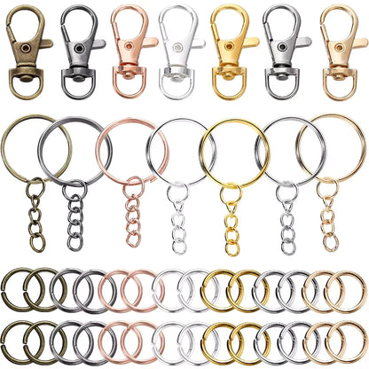 70Pcs/Set Swivel Snap Hook and Key Rings with Chain Jump Rings Connectors for DIY Keychain Lanyard Jewelry Making Supplies