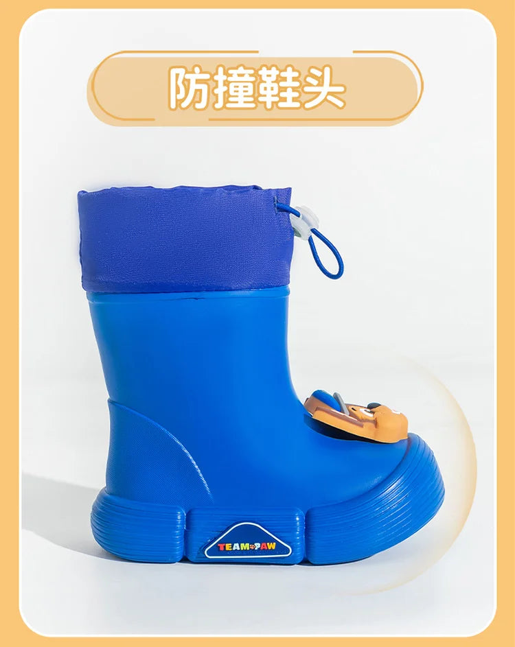 PAW Patrol children's rain shoes, non-slip middle tube rubber shoes, waterproof bunched rain boots for boys and girls