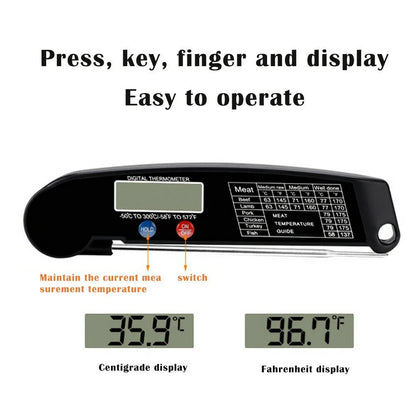 Foldable Digital Food Thermometer for Meat Water Milk Cooking Food Probe Fry BBQ Temperature Gauge Oven Thermometer Kitchen Tool