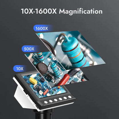 Hayve 4.3'' Digital Microscope 1600X USB Microscope 1080p Soldering Microscope with 8 LEDs Compatible with Windows/Mac OS (DM7)