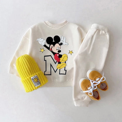 Mickey Baby Boy Tracksuit Toddler Girl Cartoon Long Sleeved Top + Pant Spring Autumn Children Suits