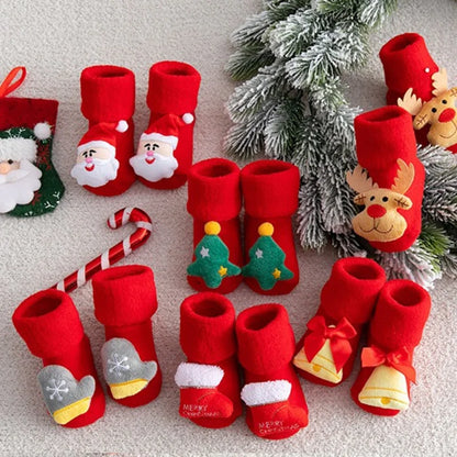 Kids Children's Socks for Girls Boys Thicken Print Cotton Toddlers Baby Christmas Socks for Newborns Infant Short Socks