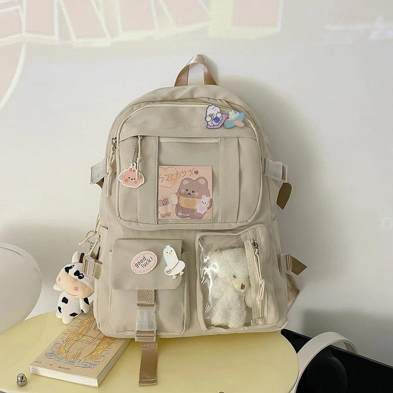 Popular Pink Purple Color Girls High School Student Backpack Bags