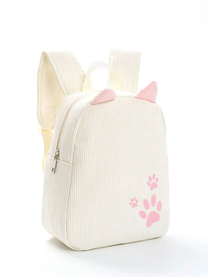 Cute Kitten Paws Embroidered Corduroy Women'S Backpack Classic Backpack Suitable For The School Season Outdoors