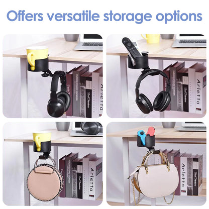 2 in 1 360° Rotation Headphone Holder With Cup Rack Adjustable Under Desk Clamp Table Side Drink Hanger for Home Offices NEW2024