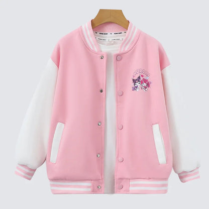 Sanrio Girls Boys Cartoon Kuromi Jacket Children Teen Coats Spring Autumn Kids Single breasted Jackets Casual Sports Outerwear