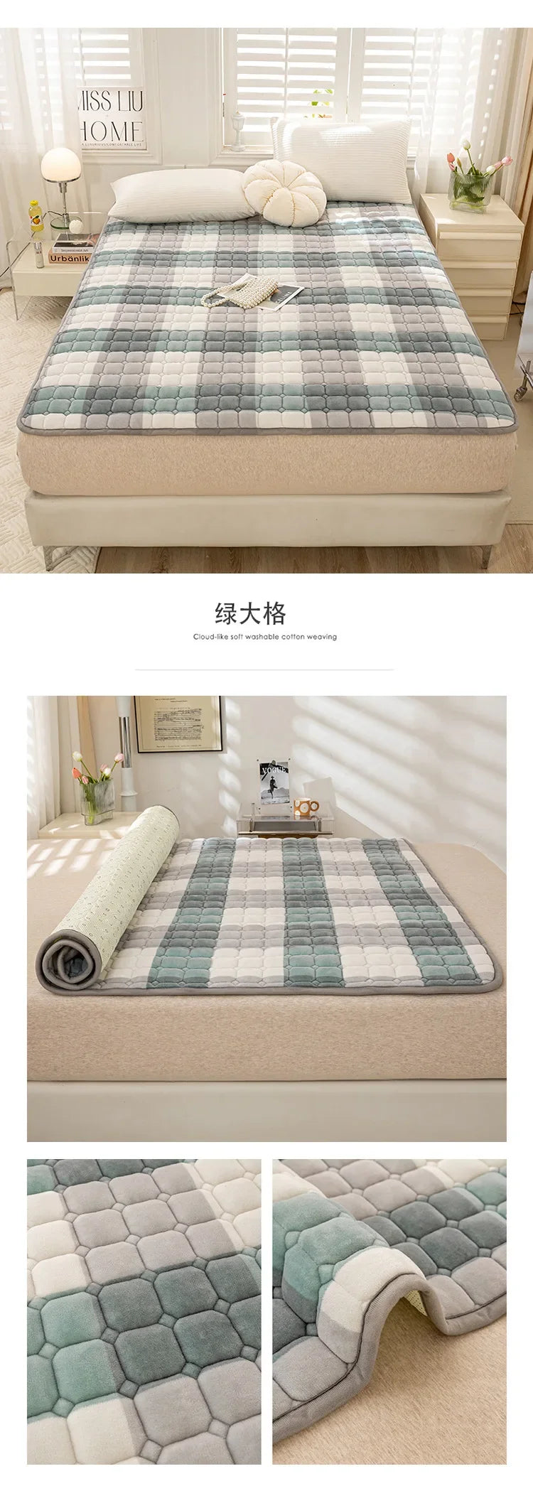 Winter Warm Mattress Toppers Home Textile Luxury Queen Size Bed Sheet Bed Cover Folding Thin Tatami Mat Mattress Protector Cover