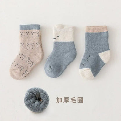 3Pairs/set Autumn New Style Thick Warm Baby Socks Newborn Baby Girl Boy Socks Children's Socks Infants for Winter