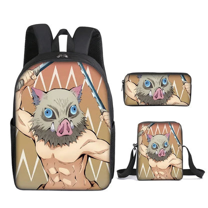 Nezuko Demon Slayer Anime 3Pcs/Set Backpack Student School Shoulder Bag Kids Cute Travel Backpack for Children Birthday Gifts