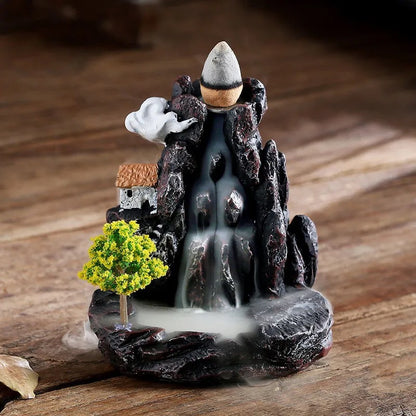 Backflow Incense Holder Waterfall Incense Burner Home Decor Aromatherapy Ornament Incense Cones with Backflow Incense Cones