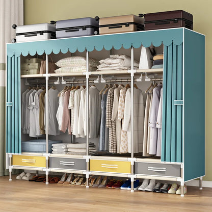 Simple wardrobe, sturdy and durable fabric cabinet, home bedroom assembly, rental room storage cabinet, wardrobe rack