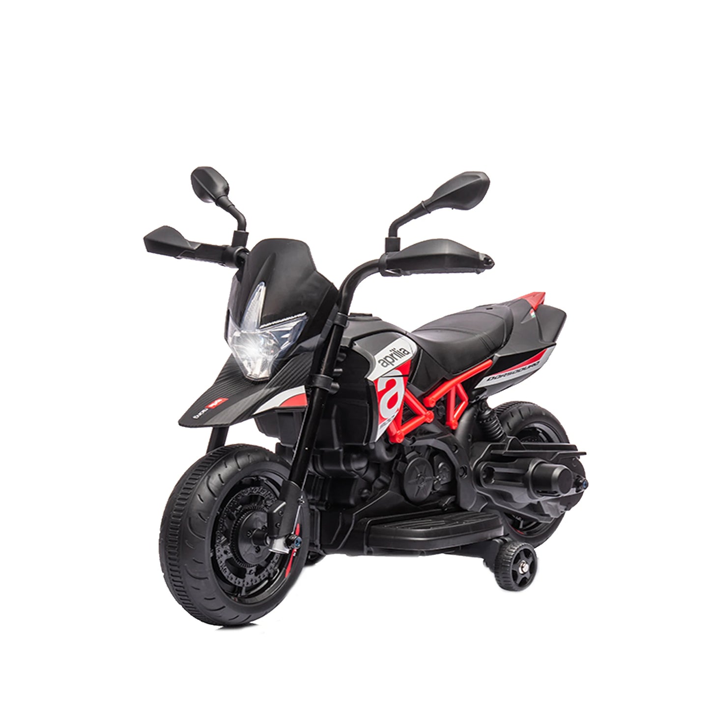 Red, Licensed Aprilia Electric Motorcycle, 6V Kids Motorcycle, Ride On Toy w/Training Wheels, LED Lights, Sounds & Music, Batter