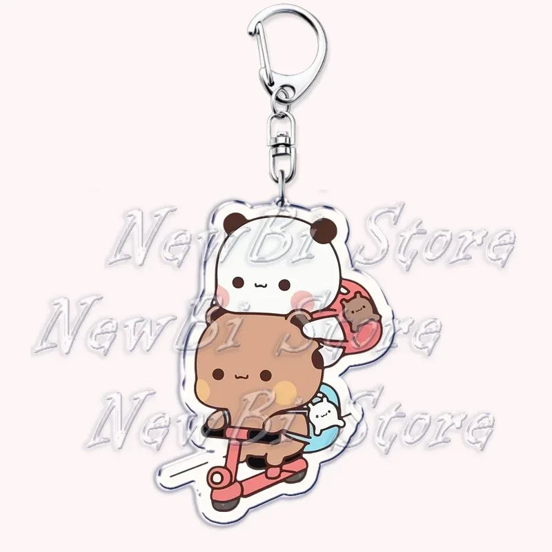 Cute Bubu Dudu Keychains Baby Grey Bear White Panda Keyring for Accessories Bag Pendant Key Chain Jewelry Fans Couple Love Gifts