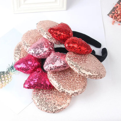 Minnie Mouse Ears Headband Big Size Sequin Bow Women Party Girl Hairband Hot Festival Disney Park Trip DIY Hair Accessories