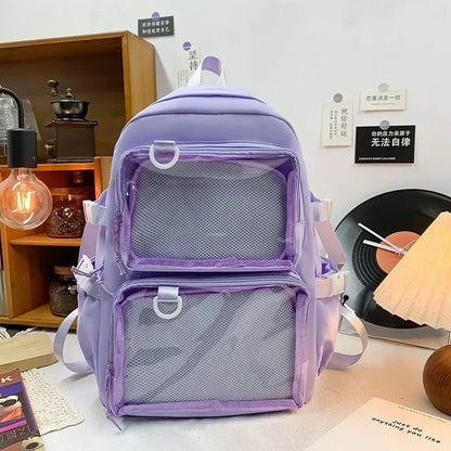 Japanese Kawaii Itabag Women New 2024 Transparent Backpack Women Large Capacity Ita Backpack School Bags for College Student JK