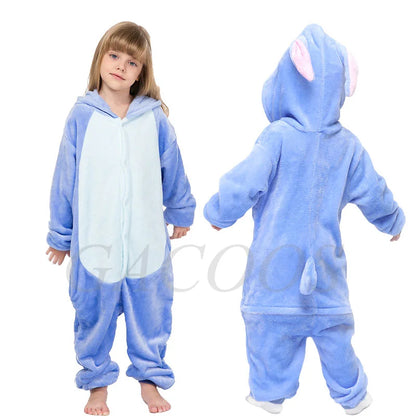 Unicorn Kigurumi for Kids Onesies Winter Flannel Warm Pajamas Animal Lion Dinosaur Hooded Sleepwear Jumpsuit Cospaly Costumes