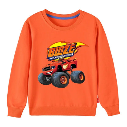 Autumn Kids Blaze And The Monster Machines Cartoon Funny Sweatshirts Children's Hoodies Baby Pullover Tops Girls Boys Clothes