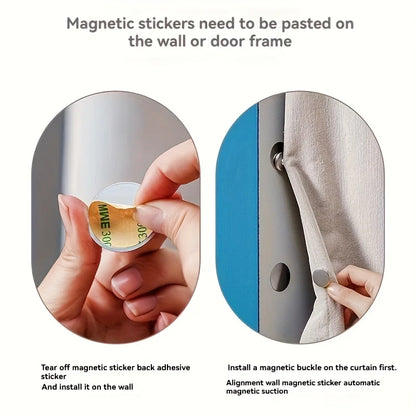 Modern metal magnetic hook, suitable for curtains - easy to install wall mounted magnetic buckle