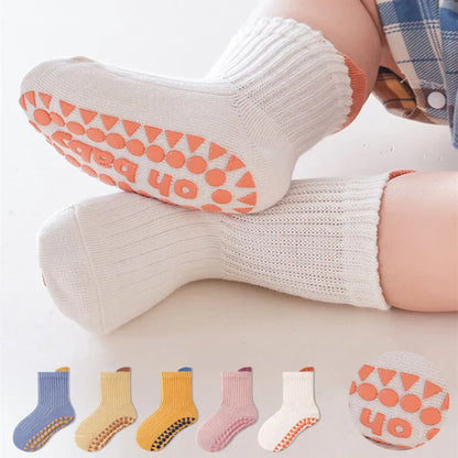 3Pairs/Lot Cotton Baby Anti-slip Socks For Boys Girls Low Cut Floor Kids Toddler Sock With Rubber Grips Socken For 0-6Years