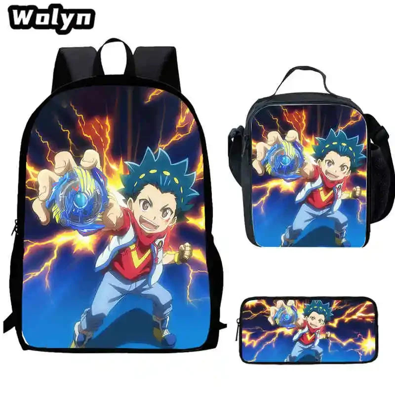 Anime-Bey-Blade Child School Backpack With Cartoon Lunch Bags Cartoon Pencil Bags School Bags for Boys Girls Best Gift