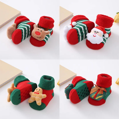 Christmas Baby Socks For Girls Boys Non-slip Floor Socks Cute Cartoon Animal Baby Xmas Cotton Sock