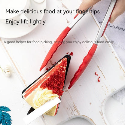 Food Grade Silicone Stainless Steel Anti-Scalding Food Tongs High Temperature Resistant Barbecue Tongs