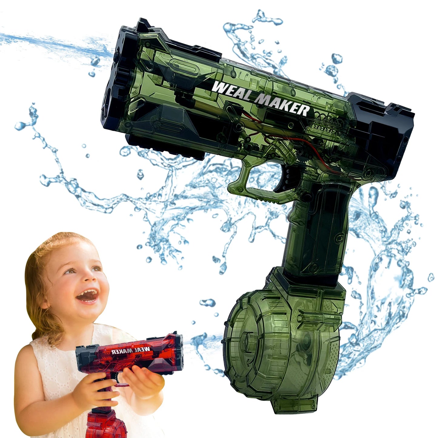 Strong Glock LED Electric Water Pistol Toy Automatic Squirt Water Gun Continuous Spray Blaster Summer Pool Toys for Kids Adult