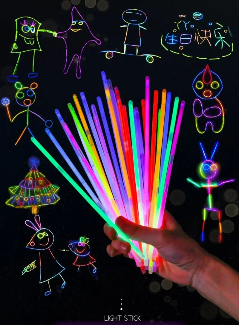 10/100Pcs Fluorescence Sticks Party Multicolor Glowing Stick Bright Colorful Light Bright Bendable Glow Bracelet Party Supplies