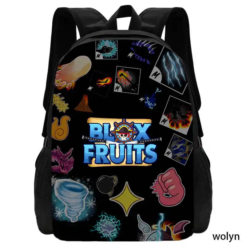 Blox Anime Fruits School bags for Boy Girls Mochila Cartoon Children's Backpack Anime Game Book Bags Light Weght and Durable