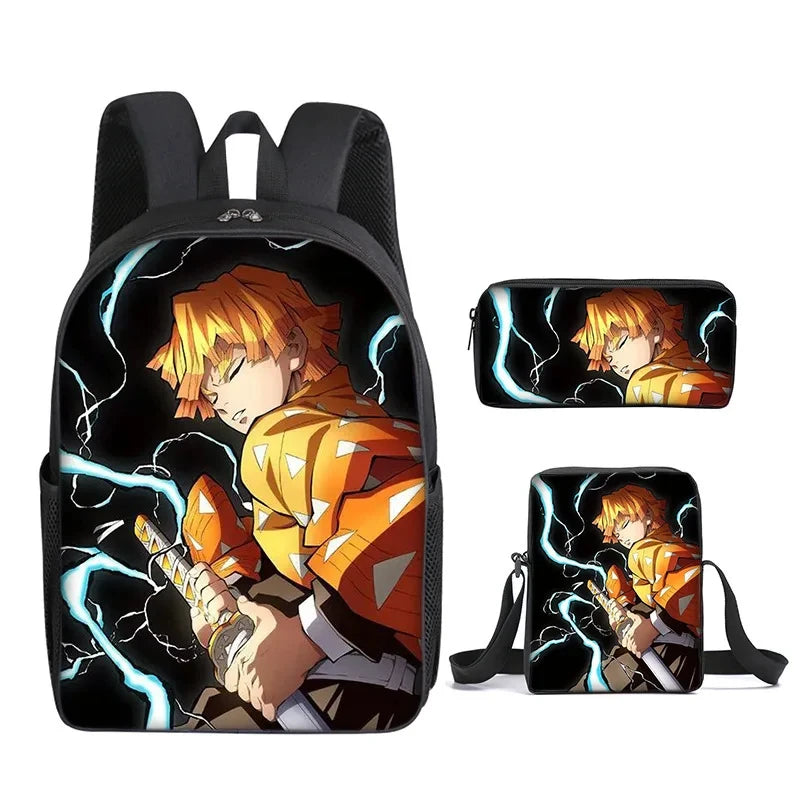 Nezuko Demon Slayer Anime 3Pcs/Set Backpack Student School Shoulder Bag Kids Cute Travel Backpack for Children Birthday Gifts