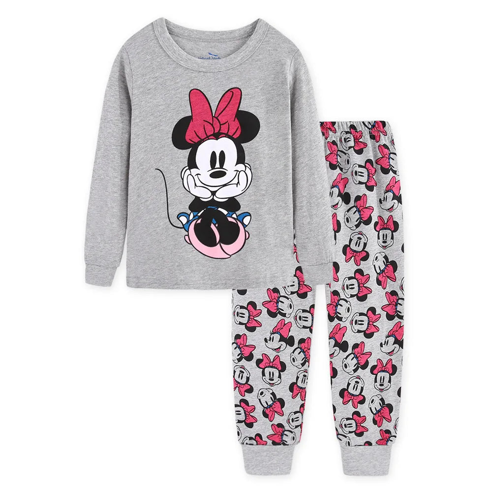 New Spring Autumn Children's Clothing Set Mickey Minnie girl boy Sleepwear Kids Pajamas Set Baby Girls Cotton Cartoon Pyjamas