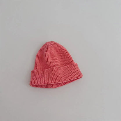 Autumn Winter Knitsuit Boy Girl Children Candy Color Solid Casual Knitted Hat Baby Warm Soft Cotton Cap Kid Fashion Kniting Caps