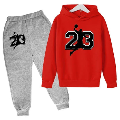 Kids Basketball Hoodie Sports Hoodie Set Spring Autumn Children Hoodie+Pants 2-Piece Set Teen Cute 4-14Y Boys Girls Hoodie Suits