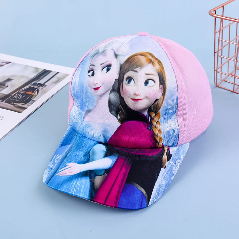 Disney New Anime Frozen Minnie Mouse Kids Brand Hat Boy Girl Travel Caps Spiderman Mickey Baby Caps Figure Gift Toys 3-8Y