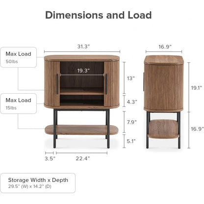 Mopio Quin Storage ,Tambour Fluted Entryway Accent Sofa Tabes, Buffet Sideboard with Doors & Shelves,Pantry Coffee Wine Bar