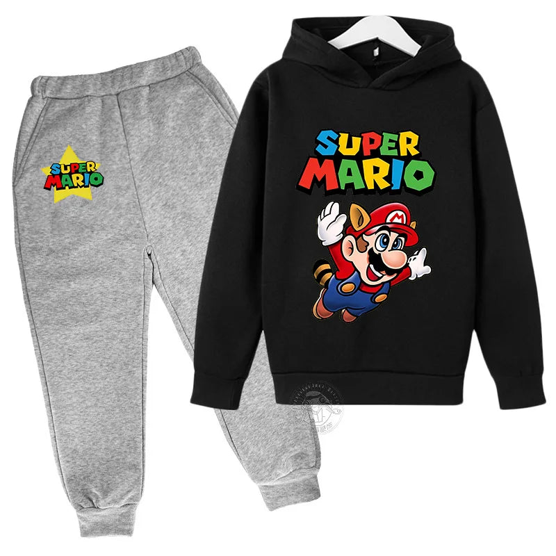 Super Mario Kawaii children's suit street fashion boys and girls suit sports pullover + sweatpants two-piece sports suit