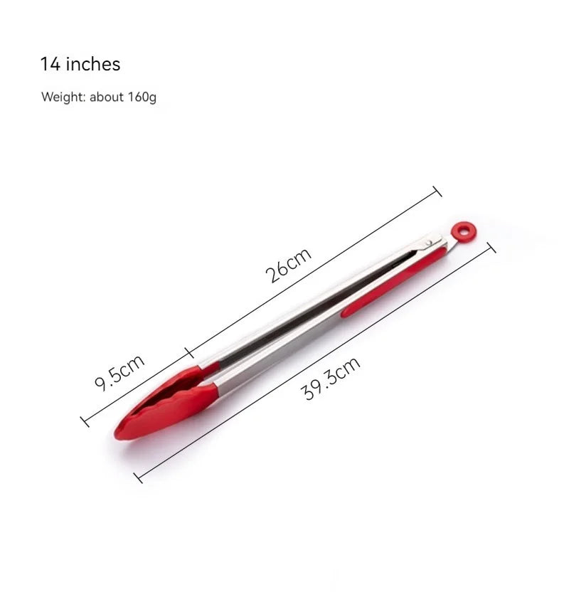 Food Grade Silicone Stainless Steel Anti-Scalding Food Tongs High Temperature Resistant Barbecue Tongs