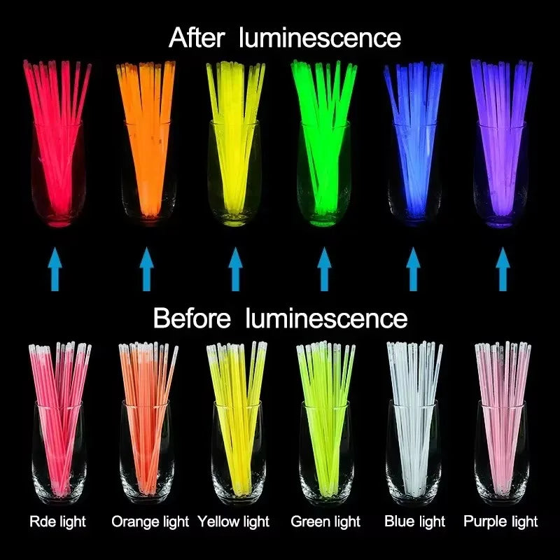 10/100Pcs Fluorescence Sticks Party Multicolor Glowing Stick Bright Colorful Light Bright Bendable Glow Bracelet Party Supplies