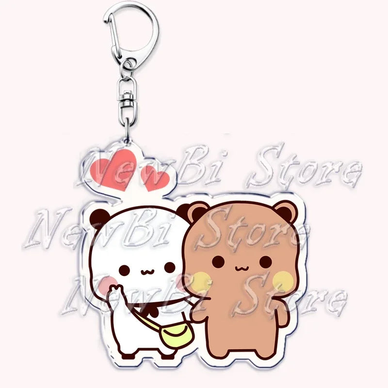 Cute Bubu Dudu Keychains Baby Grey Bear White Panda Keyring for Accessories Bag Pendant Key Chain Jewelry Fans Couple Love Gifts