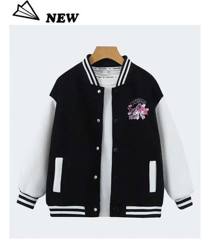 Sanrio Girls Boys Cartoon Kuromi Jacket Children Teen Coats Spring Autumn Kids Single breasted Jackets Casual Sports Outerwear